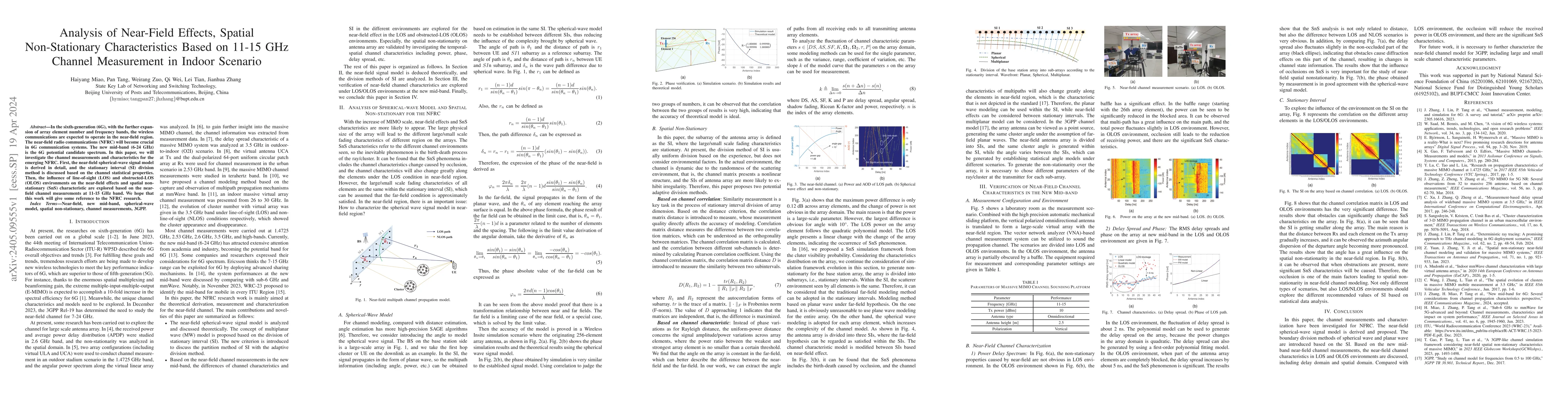 Thumbnail for Analysis of Near-Field Effects, Spatial Non-Stationary Characteristics
  Based on 11-15 GHz Channel Measurement in Indoor Scenario
