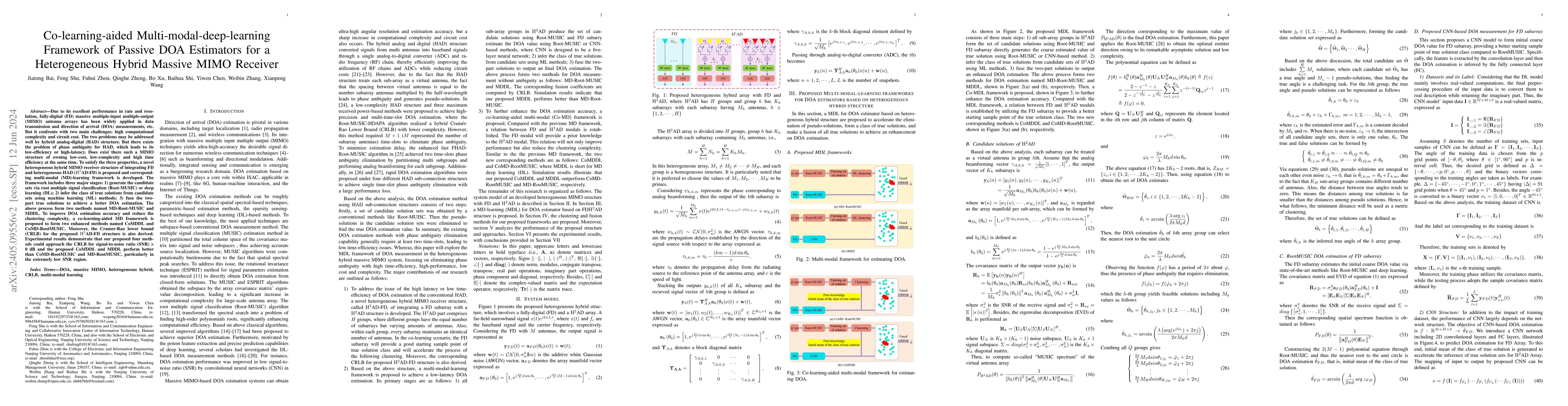 Thumbnail for Co-learning-aided Multi-modal-deep-learning Framework of Passive DOA
  Estimators for a Heterogeneous Hybrid Massive MIMO Receiver