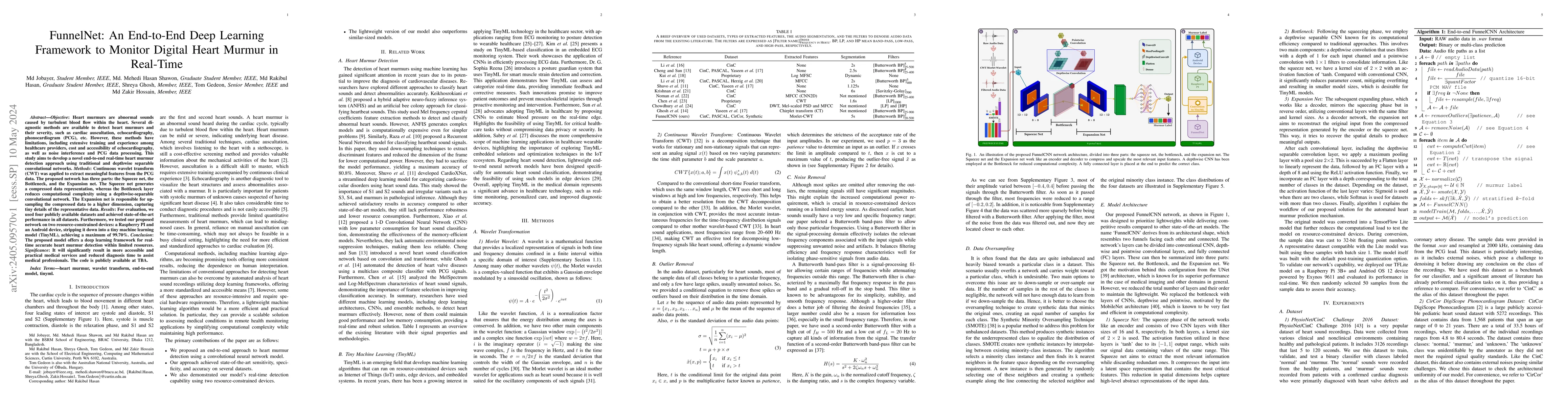 Thumbnail for FunnelNet: An End-to-End Deep Learning Framework to Monitor Digital
  Heart Murmur in Real-Time