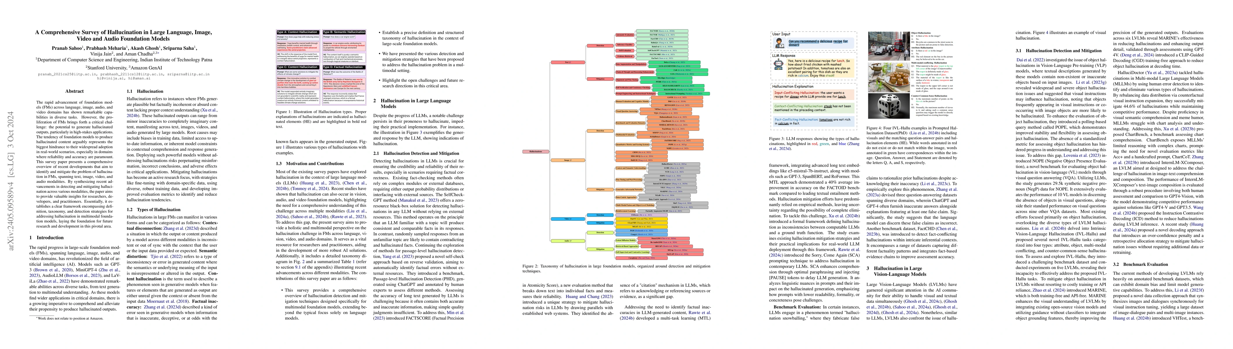 Thumbnail for Unveiling Hallucination in Text, Image, Video, and Audio Foundation
  Models: A Comprehensive Survey