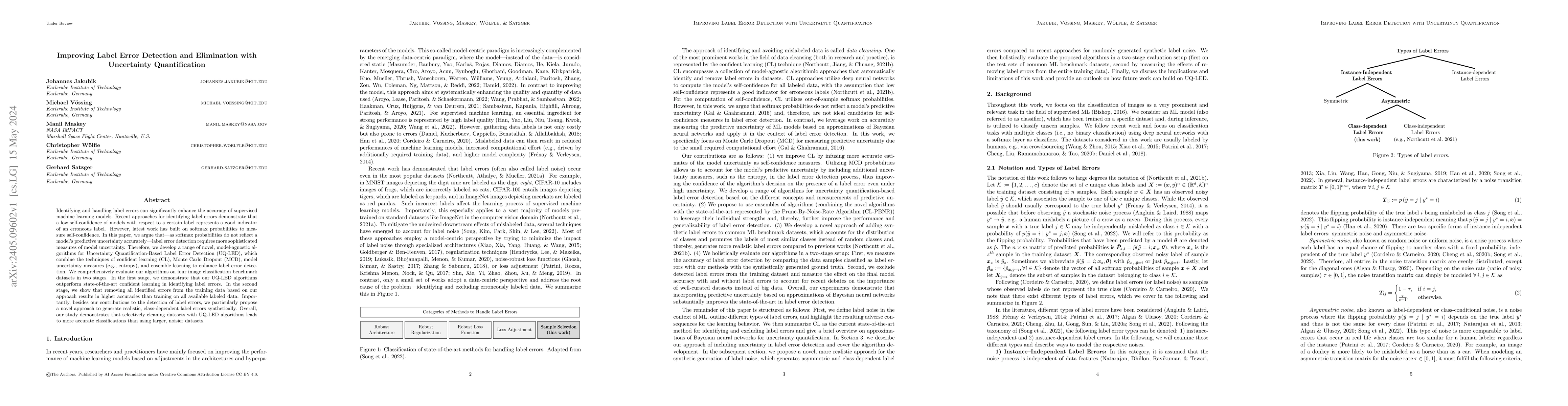 Thumbnail for Improving Label Error Detection and Elimination with Uncertainty
  Quantification