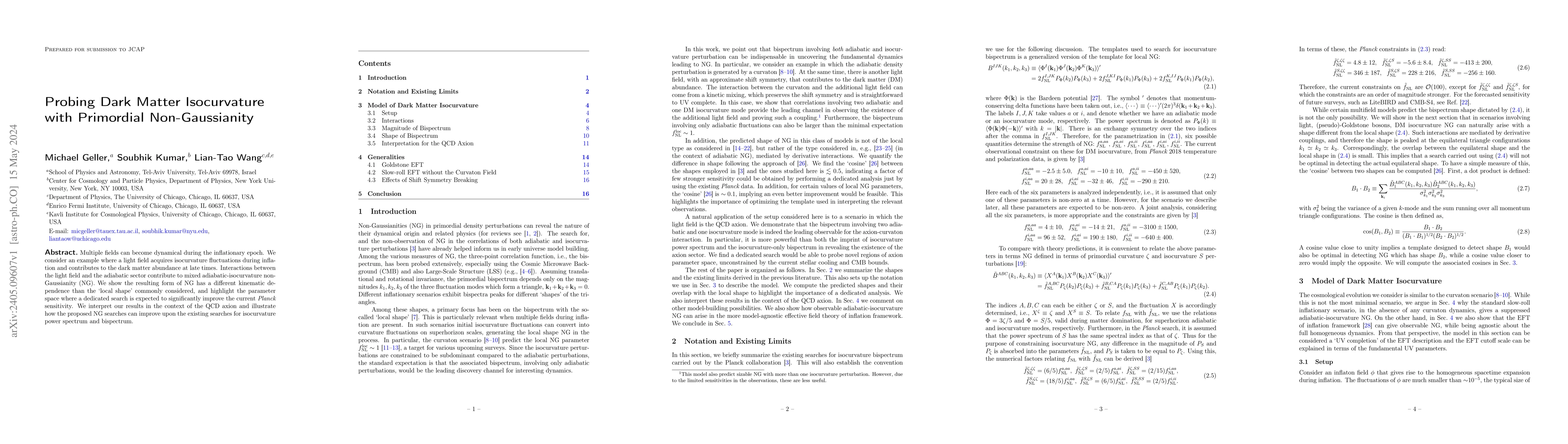 Thumbnail for Probing Dark Matter Isocurvature with Primordial Non-Gaussianity