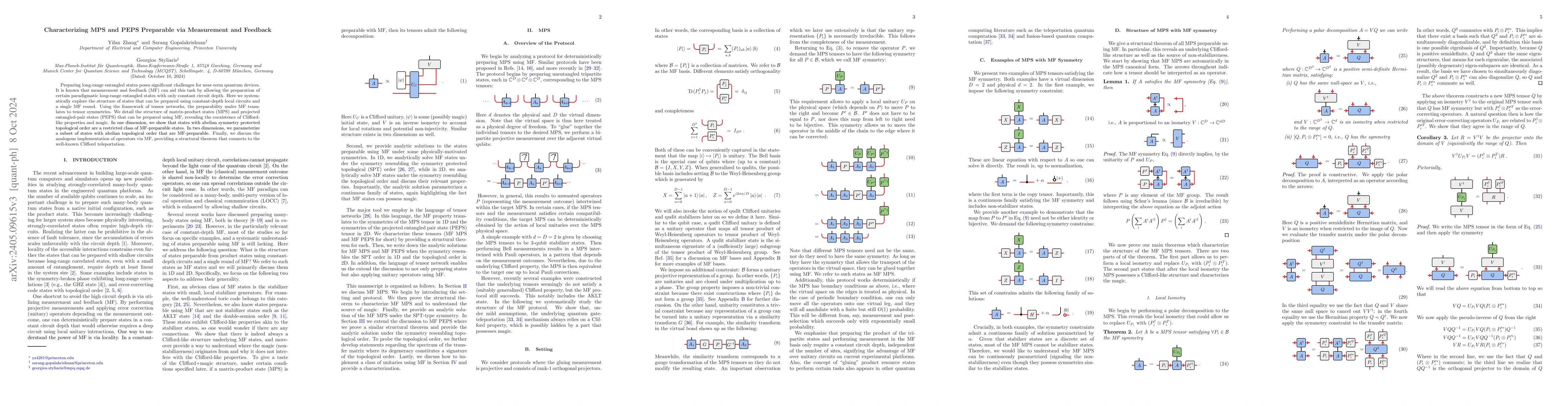 Thumbnail for Characterizing MPS and PEPS Preparable via Measurement and Feedback
