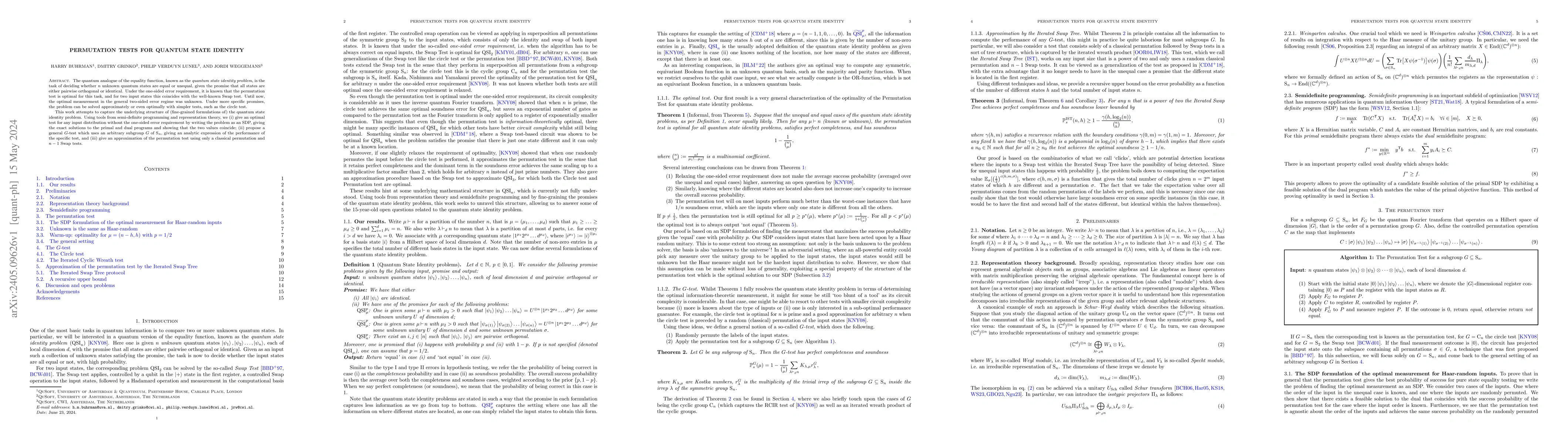Thumbnail for Permutation tests for quantum state identity