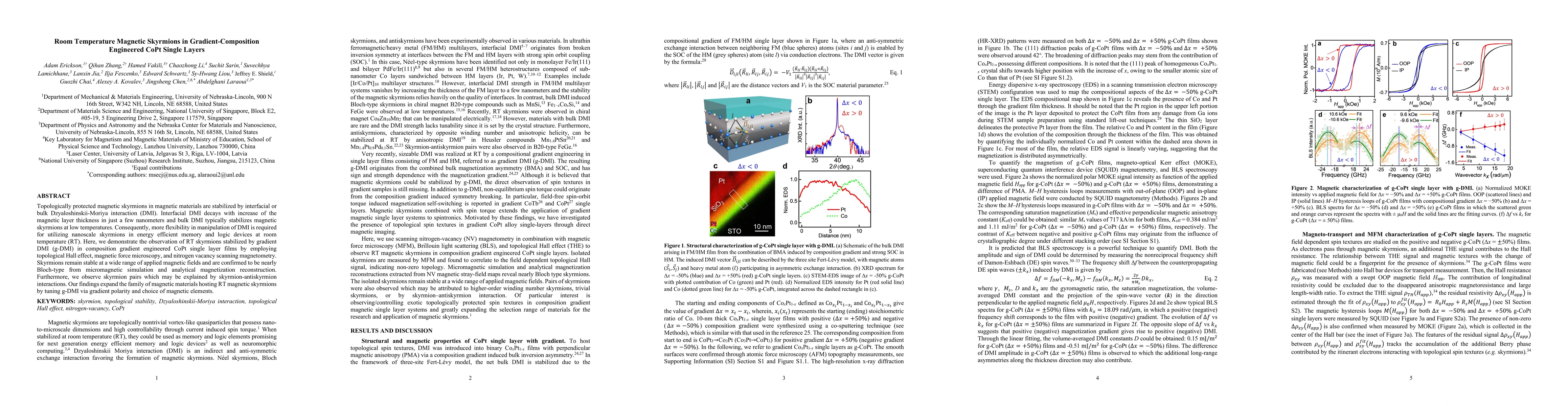 Thumbnail for Room Temperature Magnetic Skyrmions in Gradient-Composition Engineered
  CoPt Single Layers