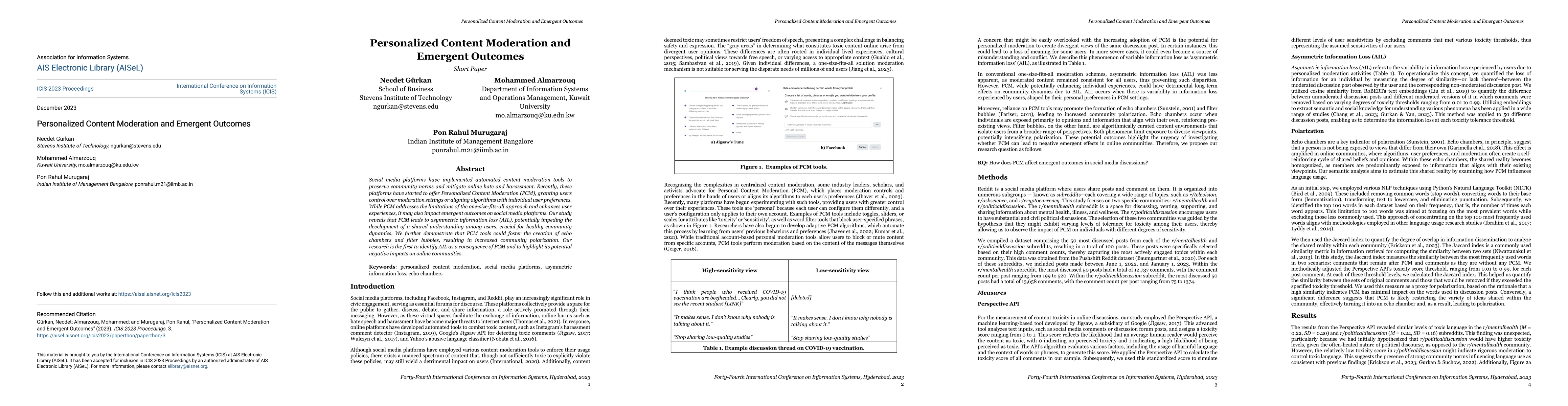 Thumbnail for Personalized Content Moderation and Emergent Outcomes