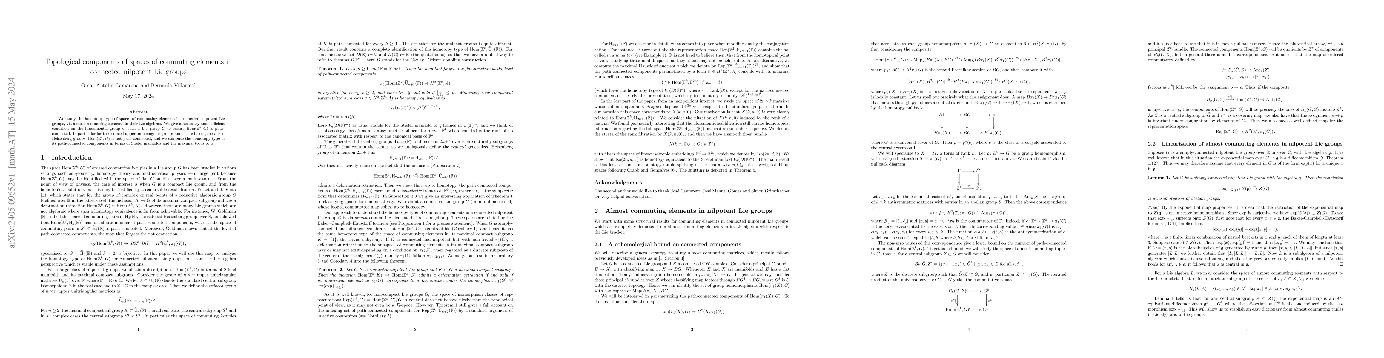 Thumbnail for Topological components of spaces of commuting elements in connected
  nilpotent Lie groups