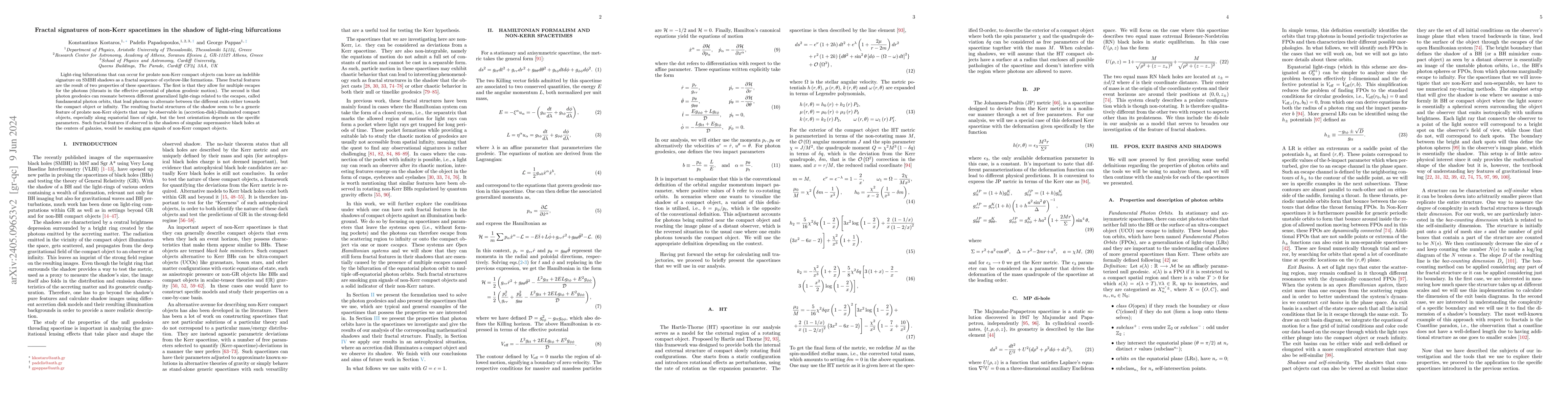 Thumbnail for Fractal signatures of non-Kerr spacetimes in the shadow of light-ring
  bifurcations