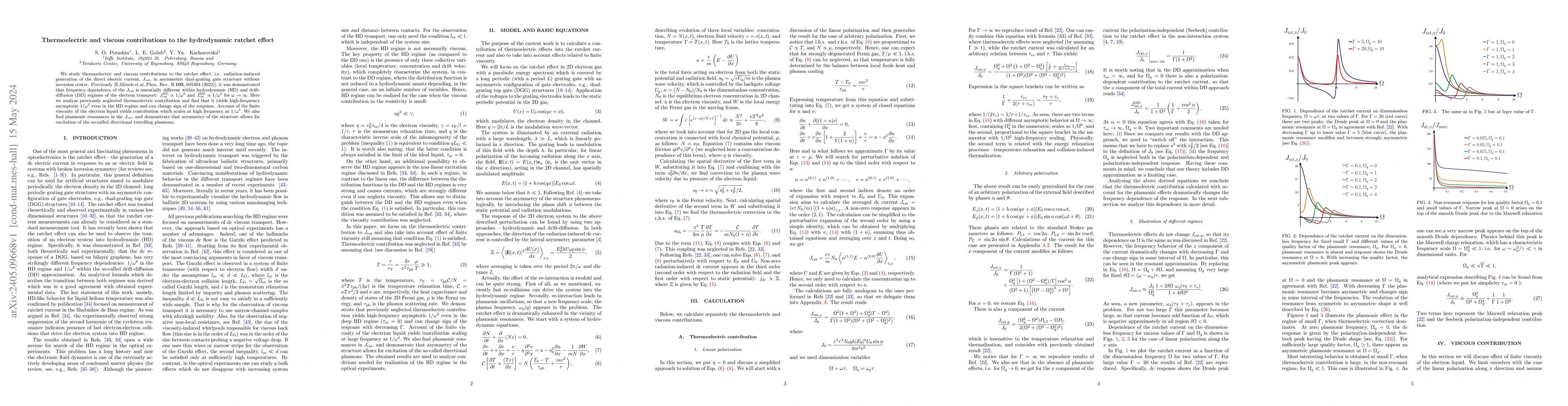Thumbnail for Thermoelectric and viscous contributions to the hydrodynamic ratchet
  effect