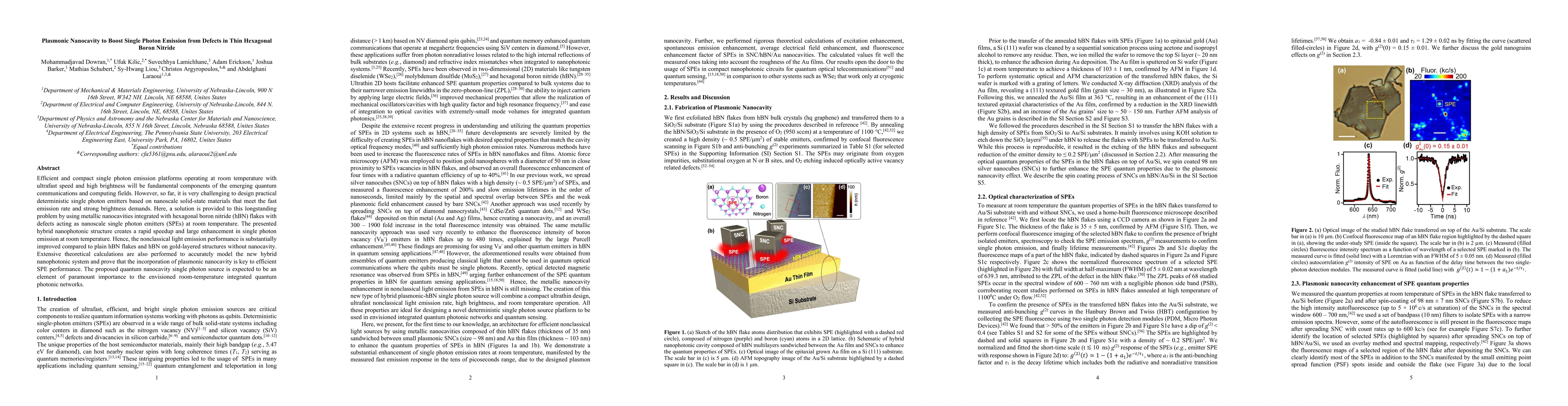 Thumbnail for Plasmonic Nanocavity to Boost Single Photon Emission from Defects in
  Thin Hexagonal Boron Nitride