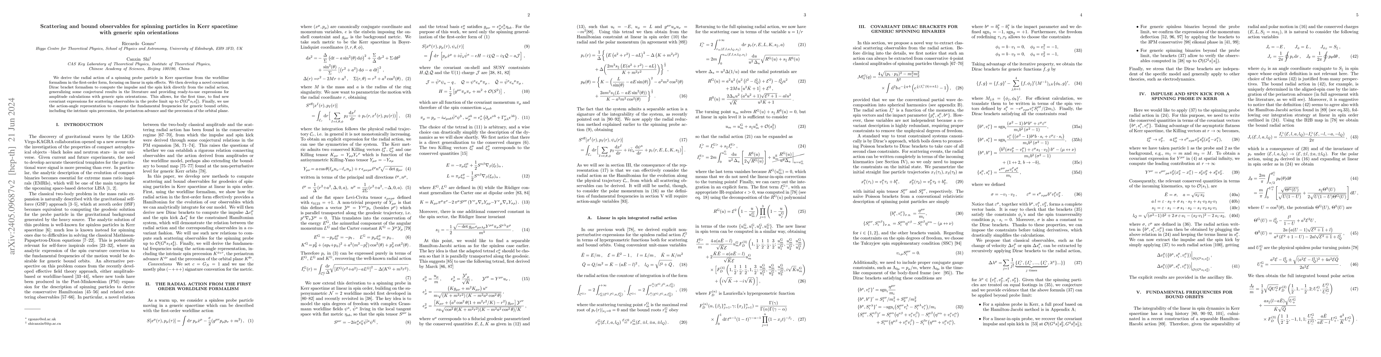 Thumbnail for Scattering and bound observables for spinning particles in Kerr
  spacetime with generic spin orientations