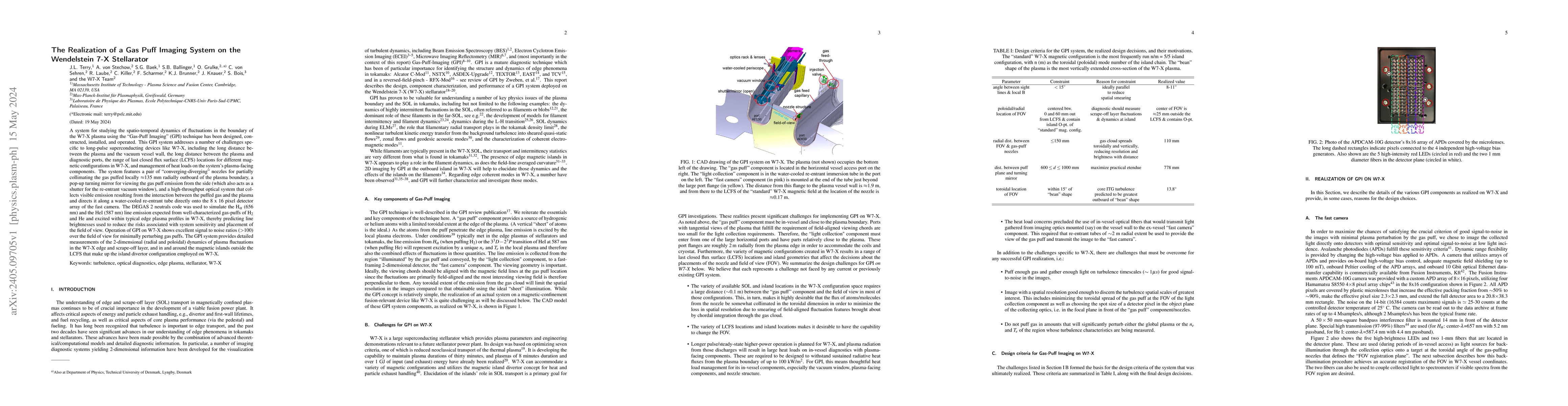 Thumbnail for The Realization of a Gas Puff Imaging System on the Wendelstein 7-X
  Stellarator