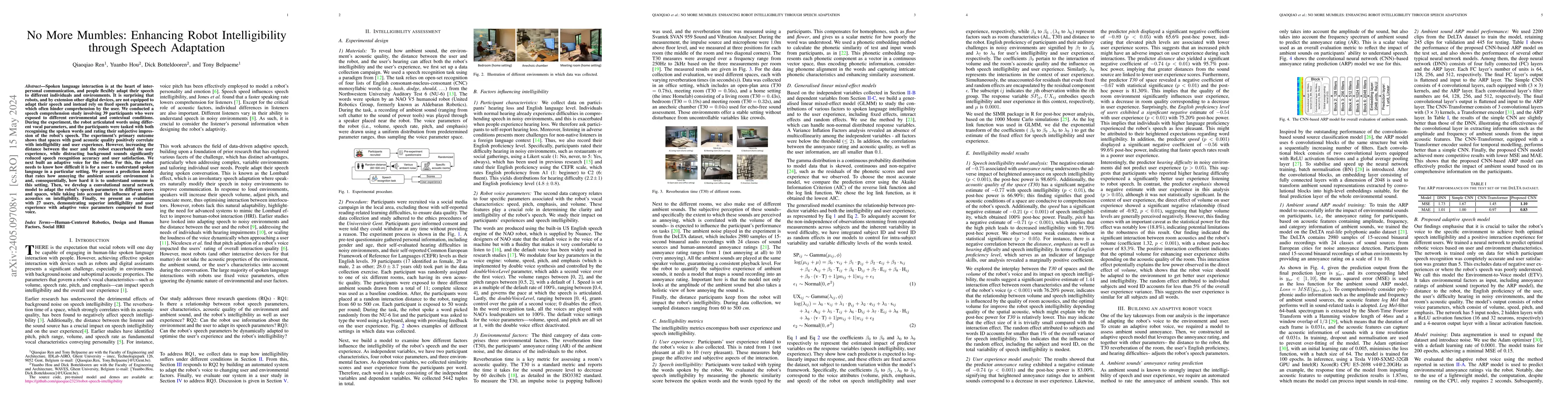 Thumbnail for No More Mumbles: Enhancing Robot Intelligibility through Speech
  Adaptation