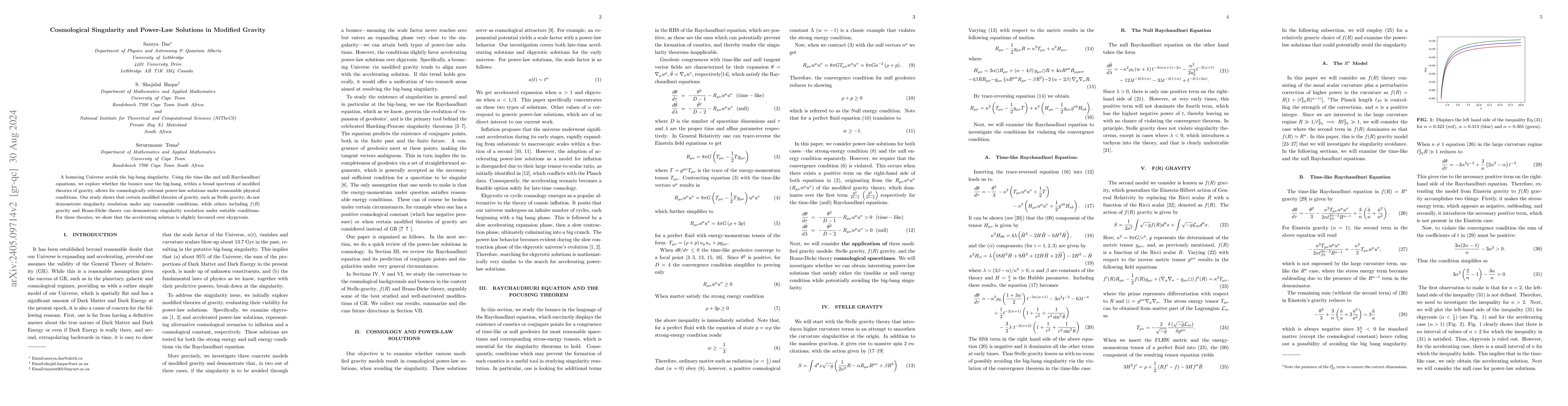 Thumbnail for Cosmological Singularity and Power-Law Solutions in Modified Gravity