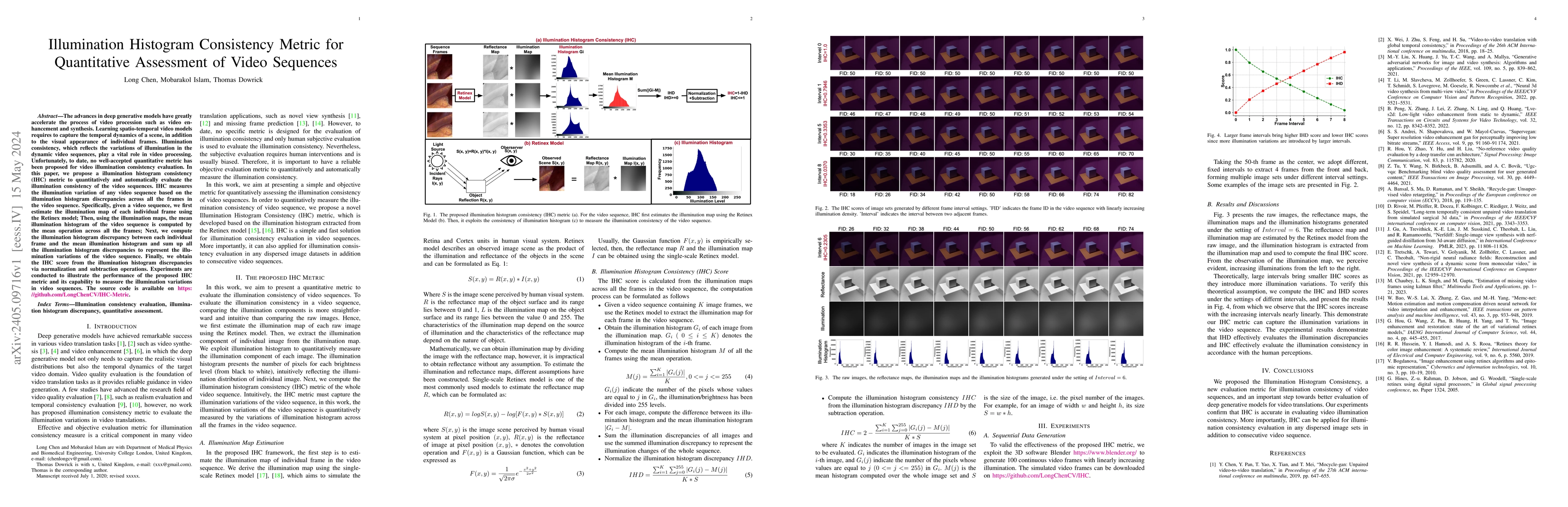 Thumbnail for Illumination Histogram Consistency Metric for Quantitative Assessment of
  Video Sequences