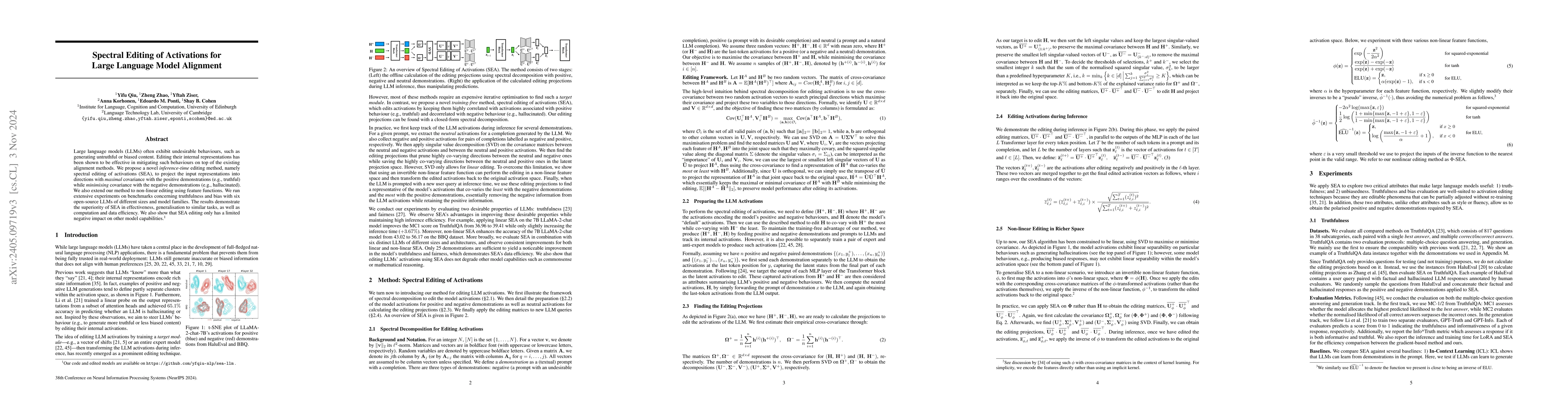Thumbnail for Spectral Editing of Activations for Large Language Model Alignment