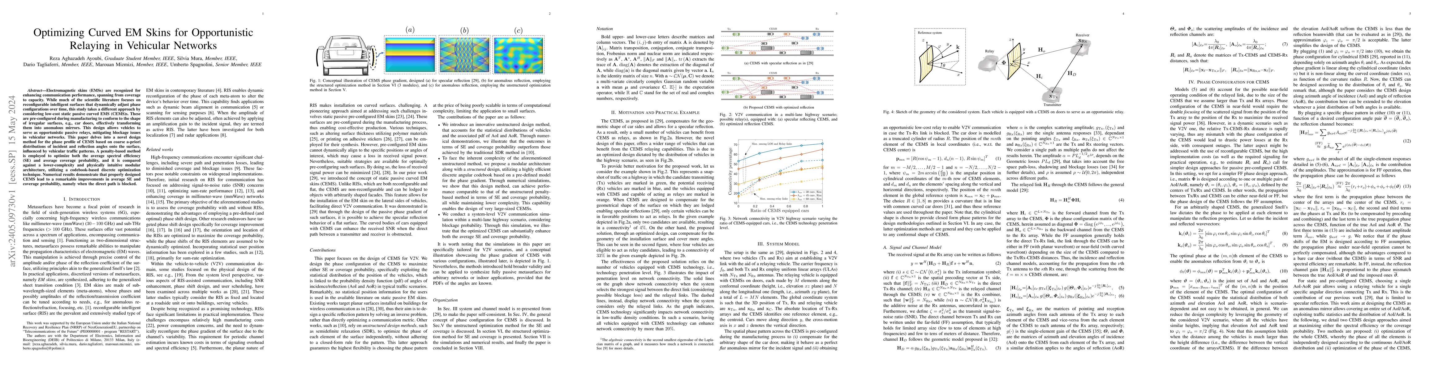 Thumbnail for Optimizing Curved EM Skins for Opportunistic Relaying in Vehicular
  Networks