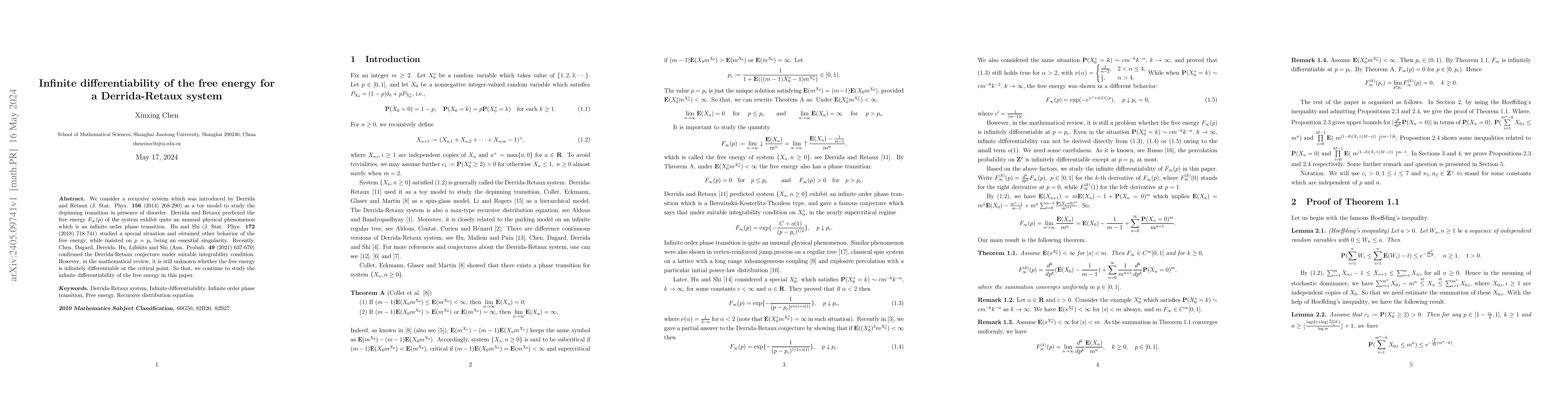 Thumbnail for Infinite differentiability of the free energy for a Derrida-Retaux
  system