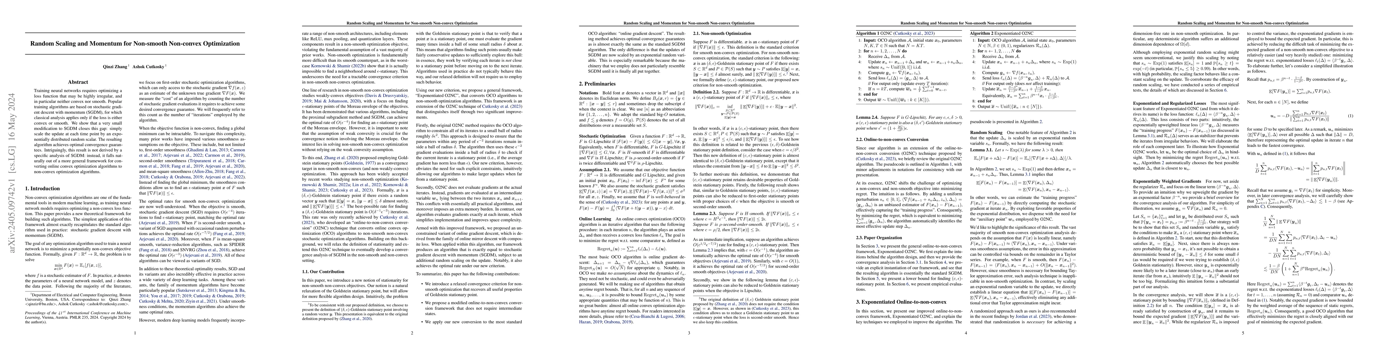 Thumbnail for Random Scaling and Momentum for Non-smooth Non-convex Optimization