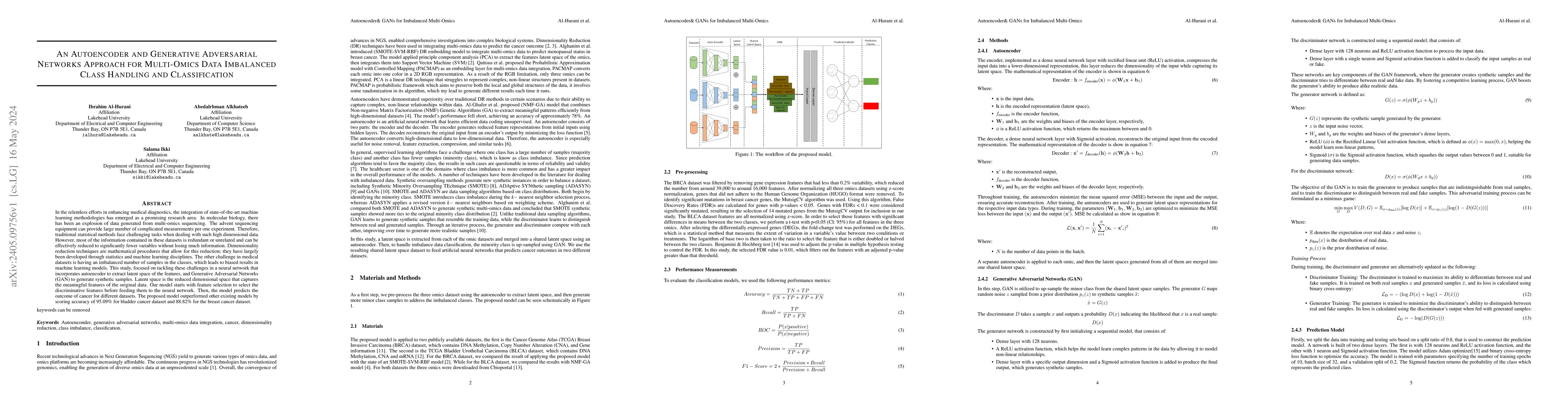 Thumbnail for An Autoencoder and Generative Adversarial Networks Approach for
  Multi-Omics Data Imbalanced Class Handling and Classification