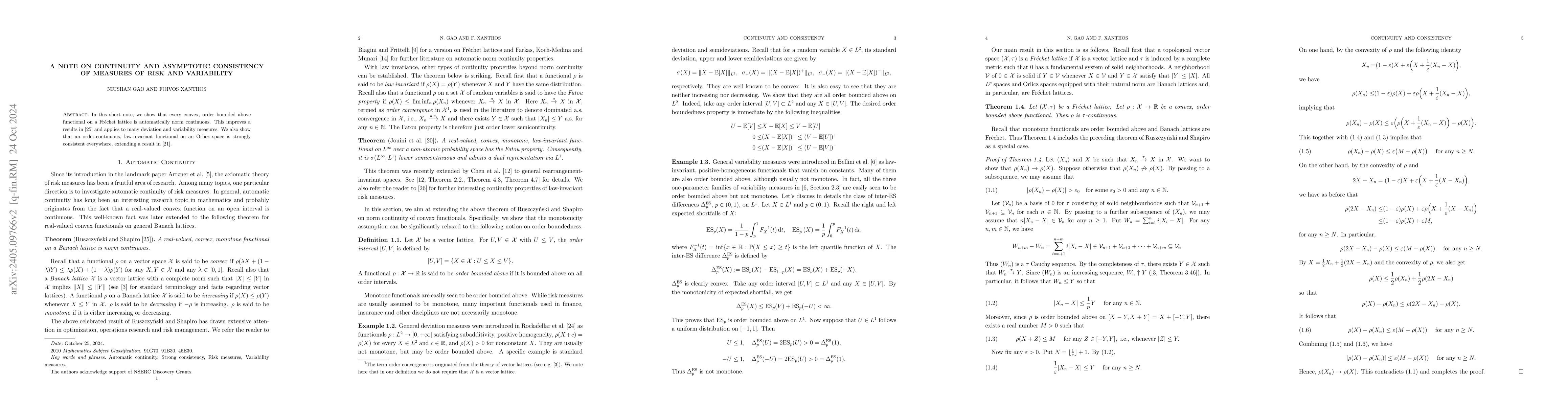 Thumbnail for A note on continuity and consistency of measures of risk and variability