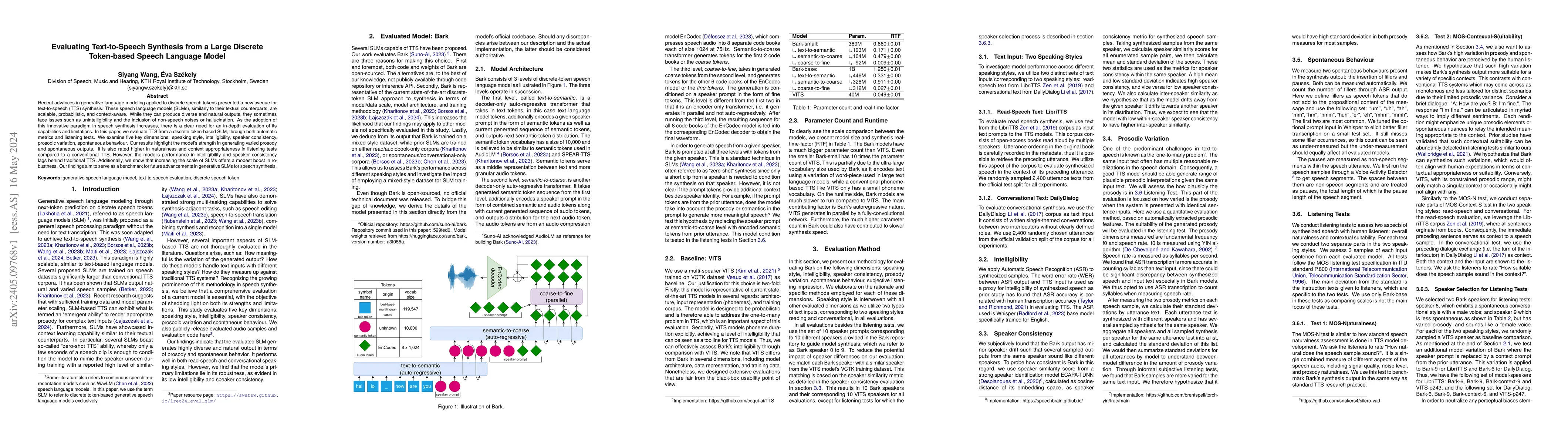 Thumbnail for Evaluating Text-to-Speech Synthesis from a Large Discrete Token-based
  Speech Language Model