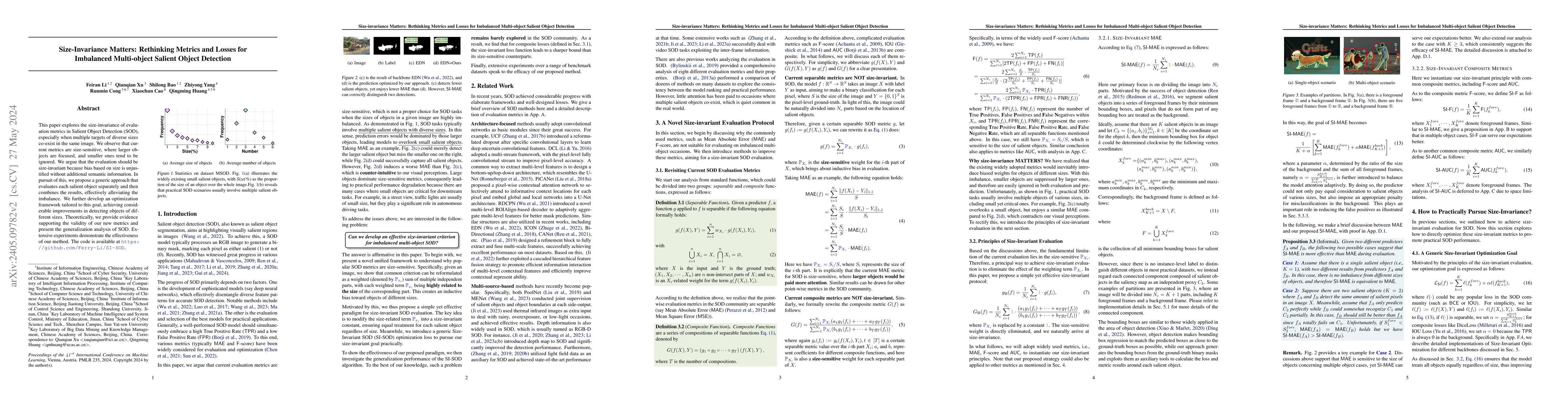 Thumbnail for Size-invariance Matters: Rethinking Metrics and Losses for Imbalanced
  Multi-object Salient Object Detection