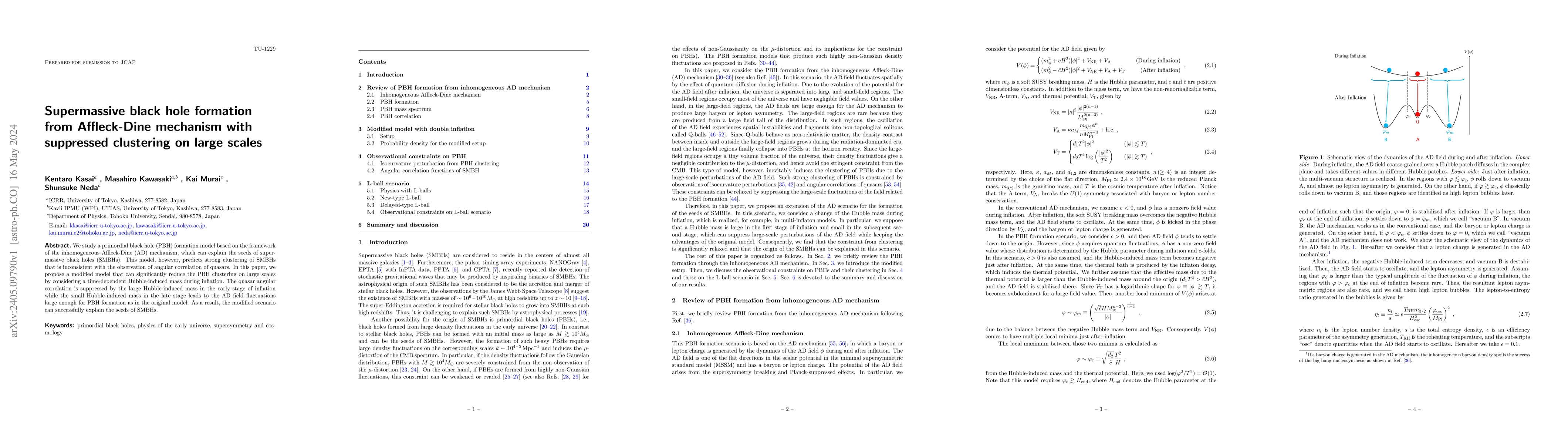 Thumbnail for Supermassive black hole formation from Affleck-Dine mechanism with
  suppressed clustering on large scales