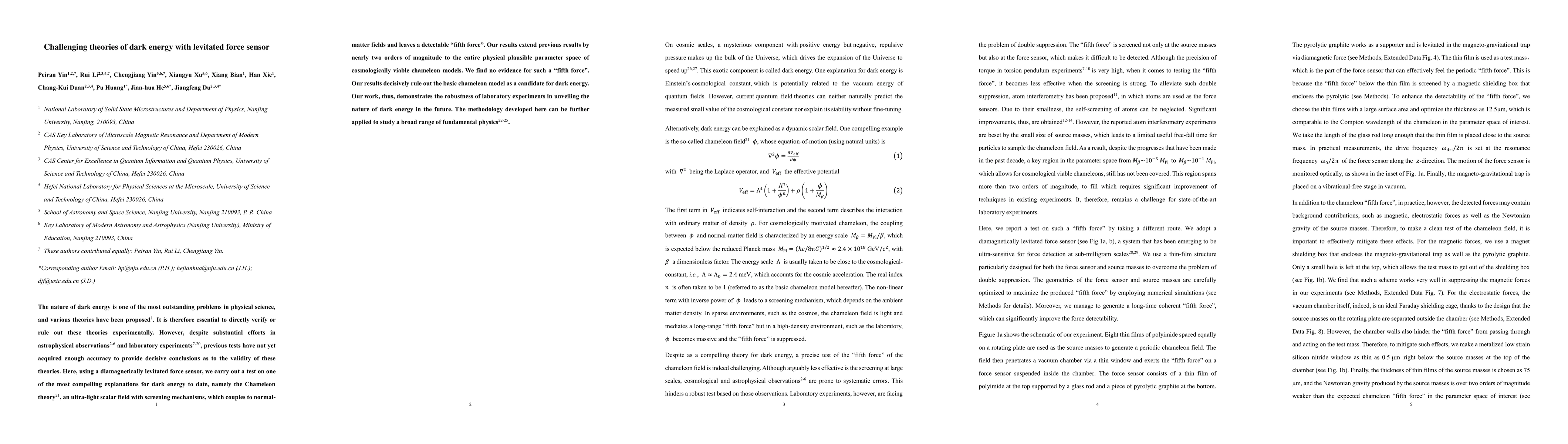 Thumbnail for Challenging theories of dark energy with levitated force sensor