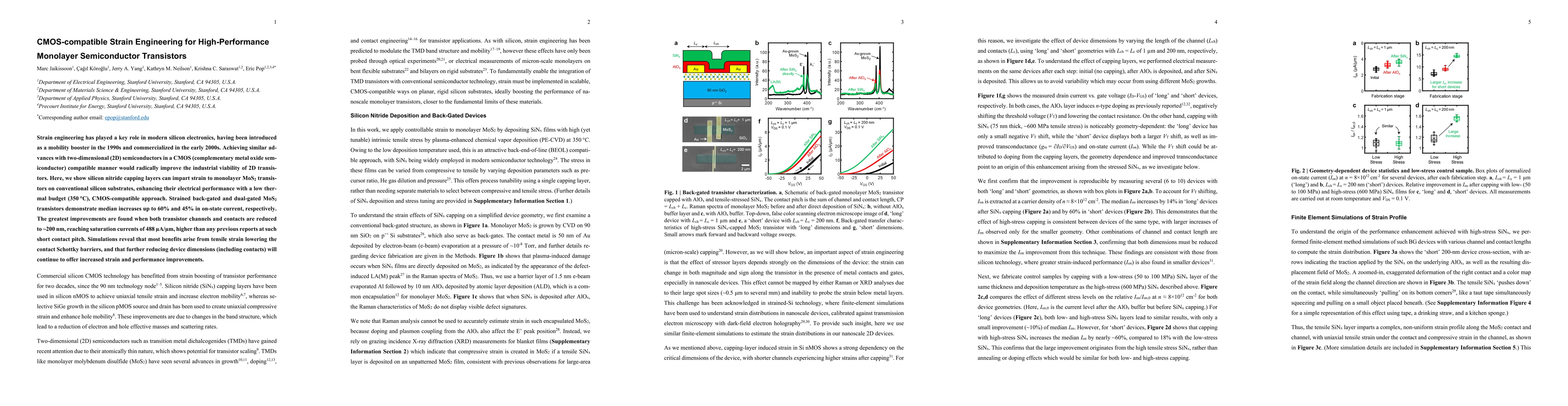 Thumbnail for CMOS-compatible Strain Engineering for High-Performance Monolayer
  Semiconductor Transistors
