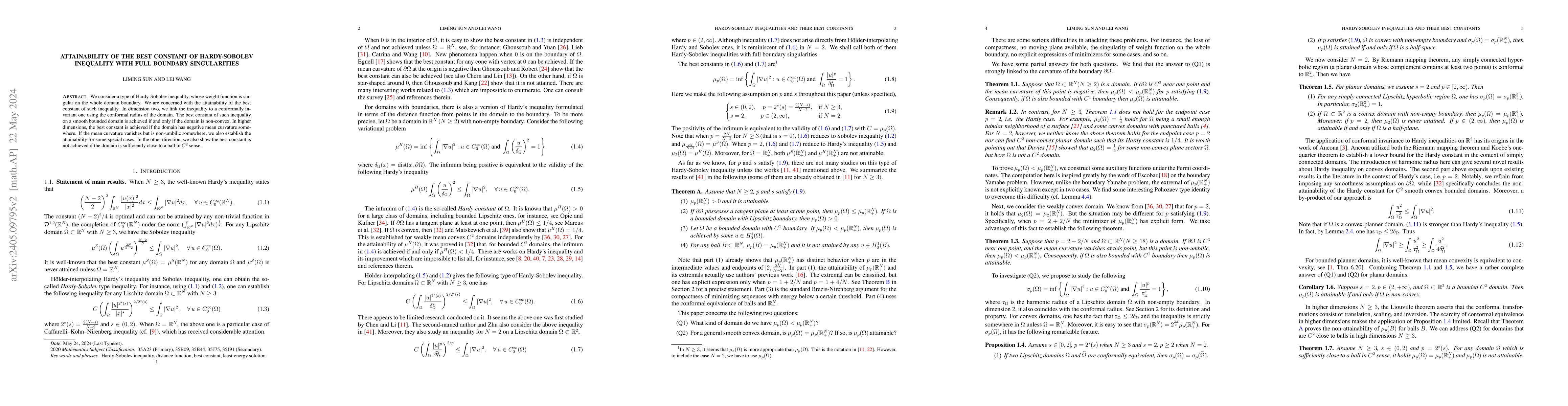 Thumbnail for Attainability of the best constant of Hardy-Sobolev inequality with full
  boundary singularities