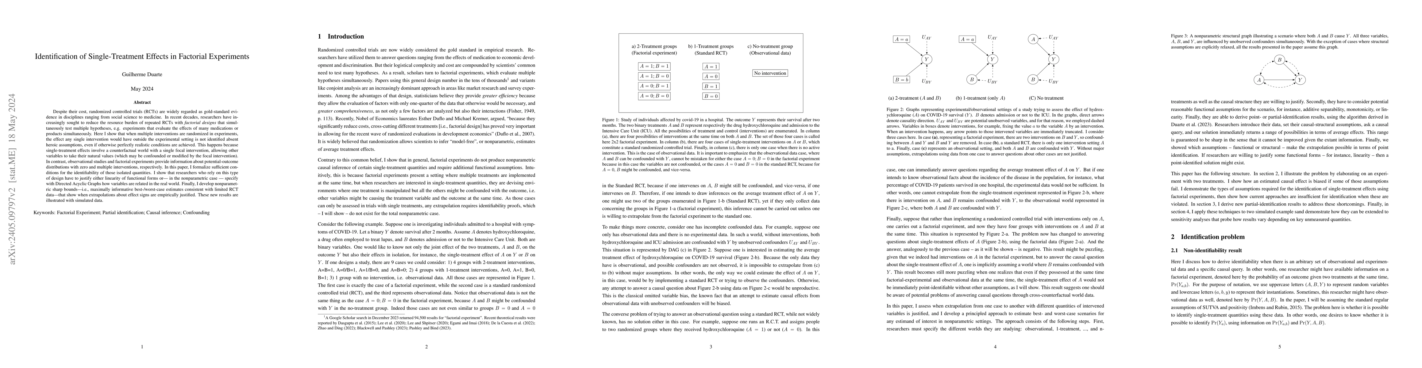 Thumbnail for Identification of Single-Treatment Effects in Factorial Experiments