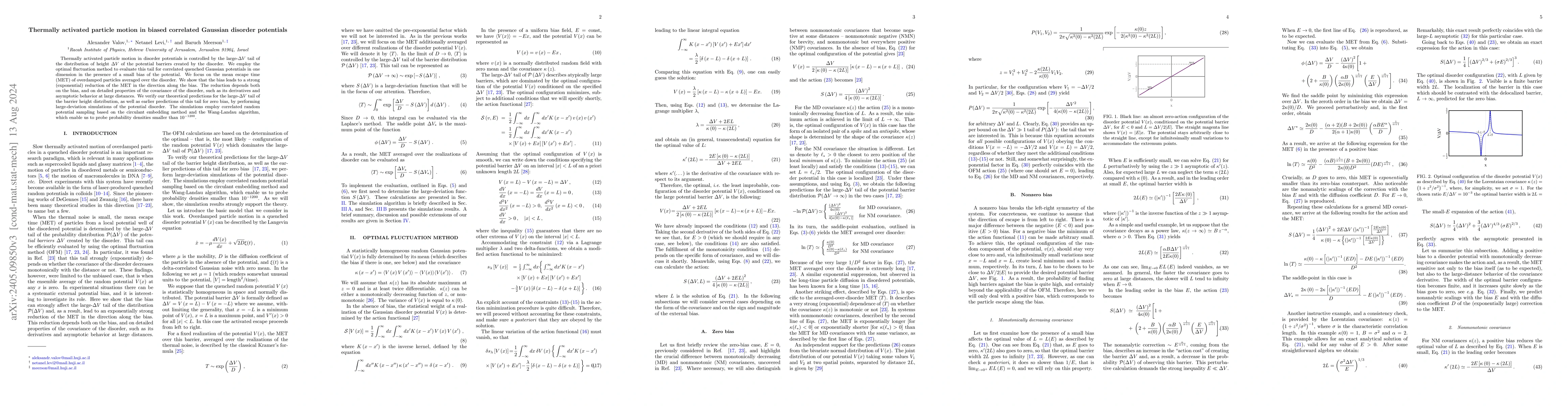 Thumbnail for Thermally activated particle motion in biased correlated Gaussian
  disorder potentials