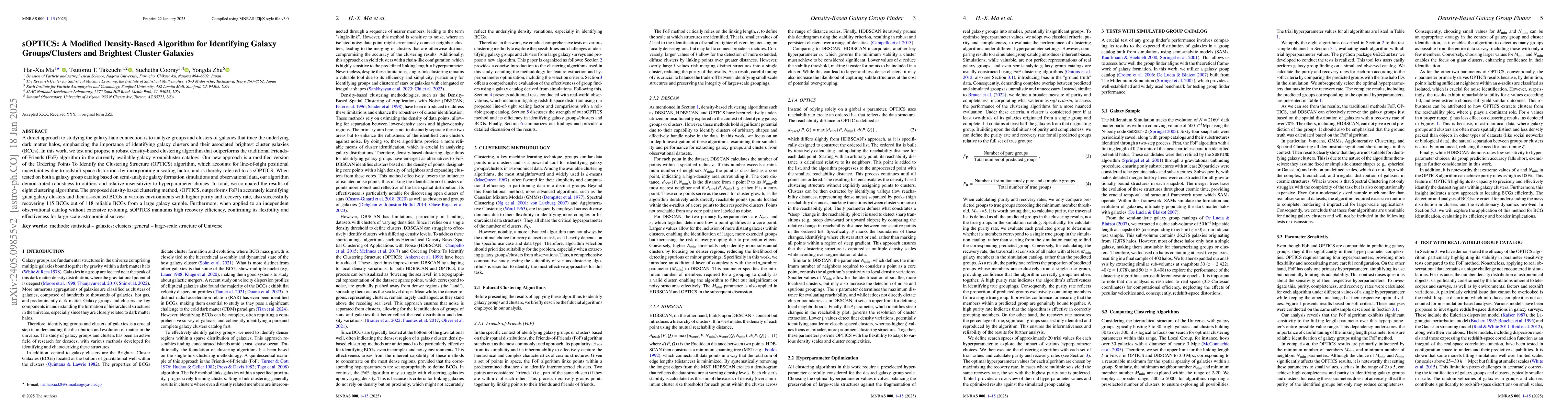 Thumbnail for Density-based clustering algorithm for galaxy group/cluster
  identification