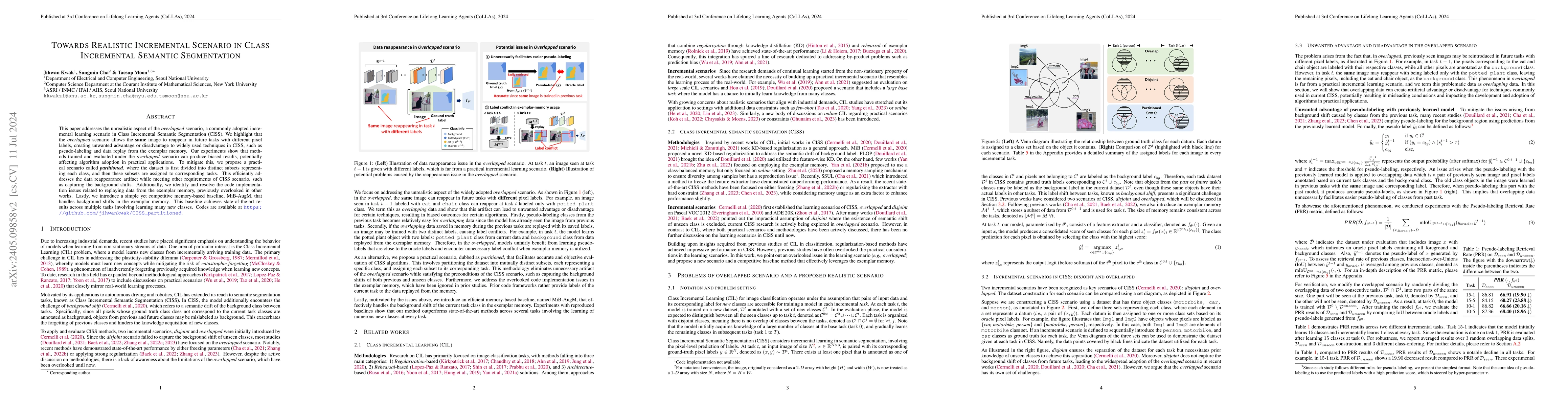 Thumbnail for Towards Realistic Incremental Scenario in Class Incremental Semantic
  Segmentation