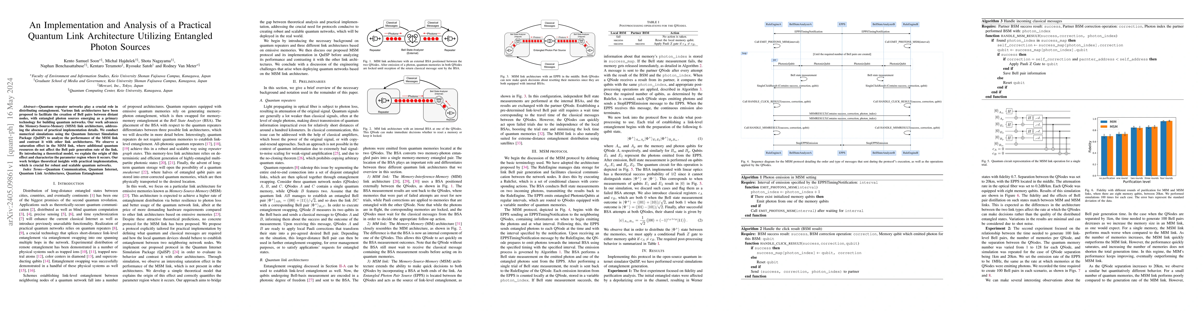Thumbnail for An Implementation and Analysis of a Practical Quantum Link Architecture
  Utilizing Entangled Photon Sources
