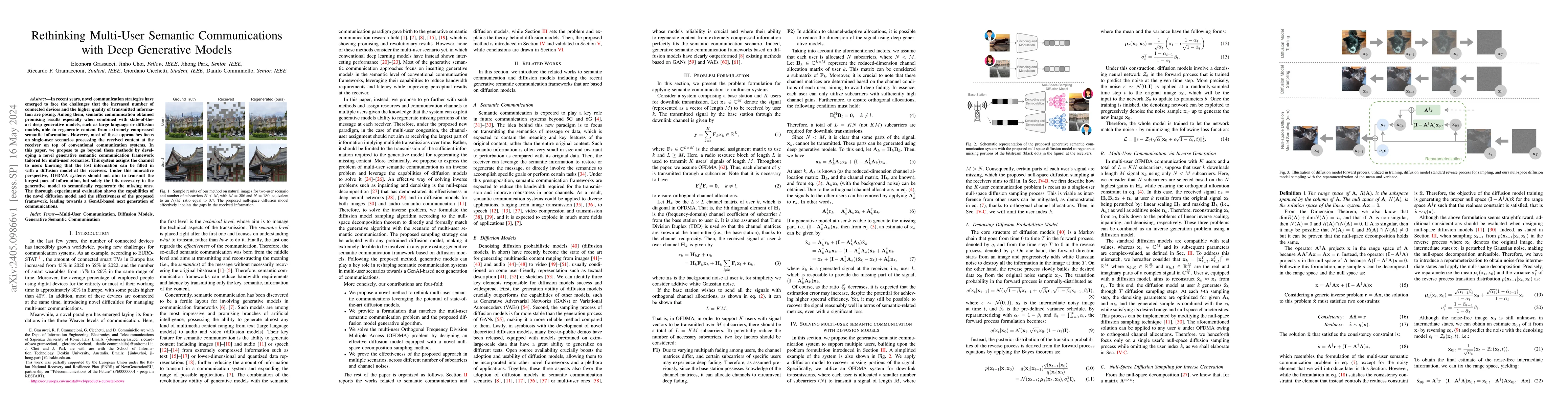 Thumbnail for Rethinking Multi-User Semantic Communications with Deep Generative
  Models