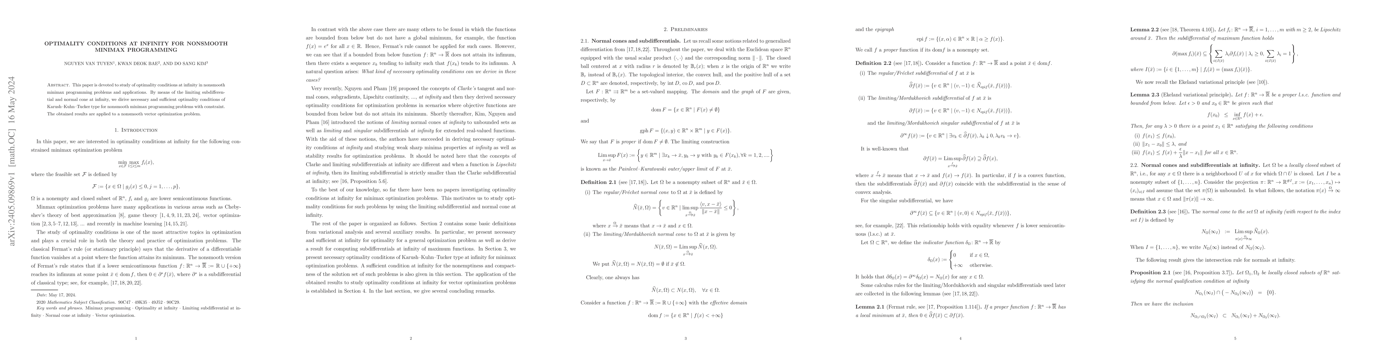 Thumbnail for Optimality conditions at infinity for nonsmooth minimax programming