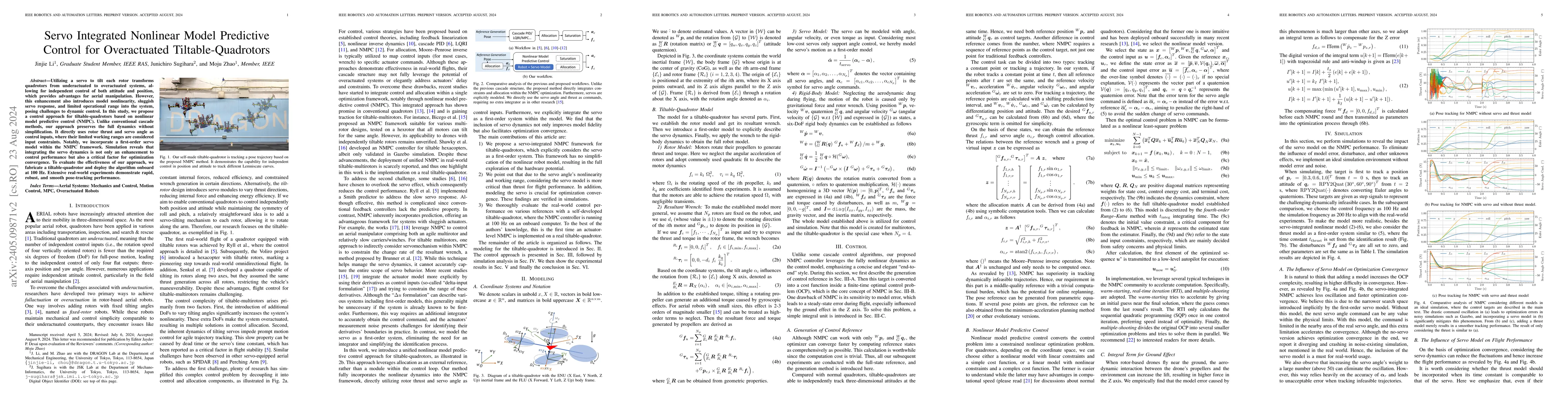 Thumbnail for Servo Integrated Nonlinear Model Predictive Control for Overactuated
  Tiltable-Quadrotors