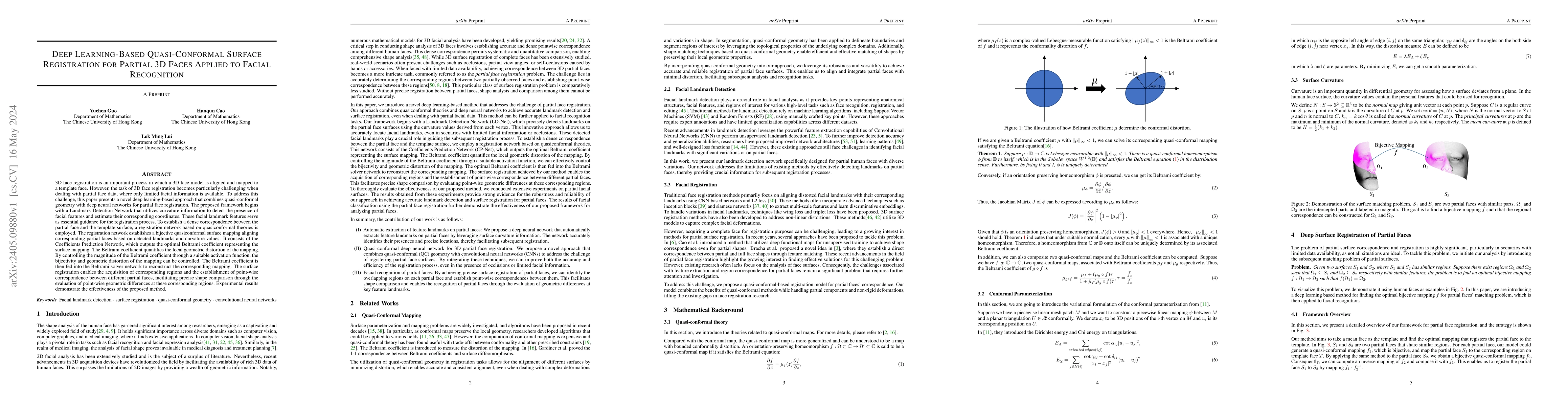 Thumbnail for Deep Learning-Based Quasi-Conformal Surface Registration for Partial 3D
  Faces Applied to Facial Recognition