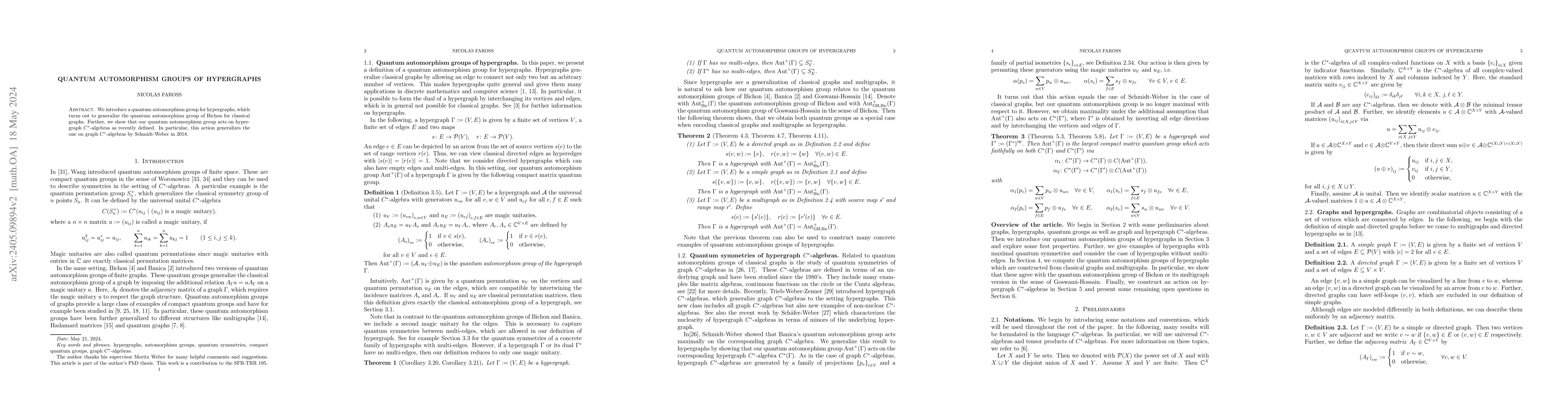 Thumbnail for Quantum Automorphism Groups of Hypergraphs