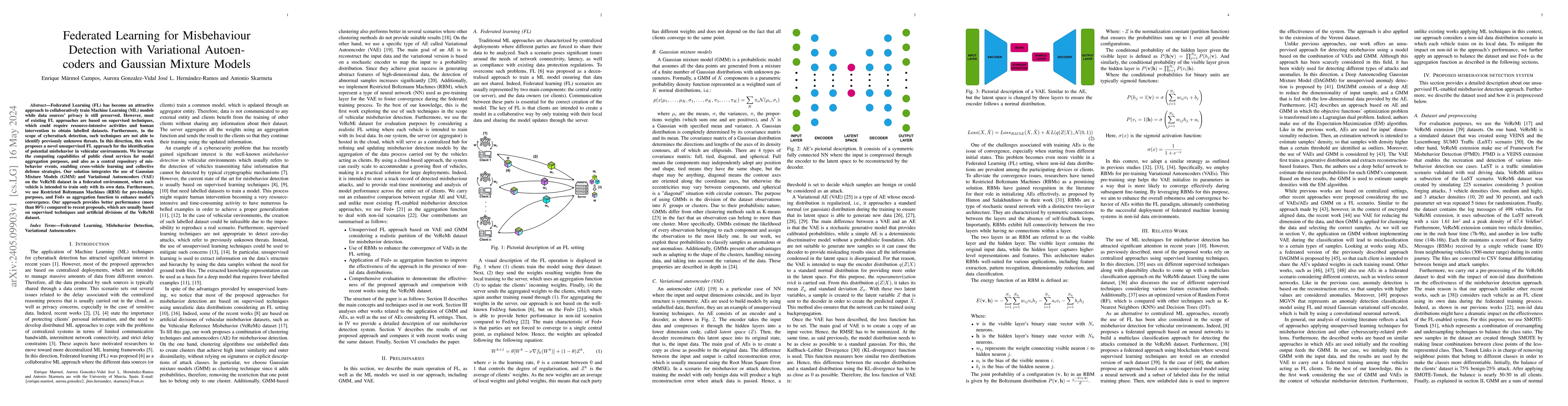 Thumbnail for Federated Learning for Misbehaviour Detection with Variational
  Autoencoders and Gaussian Mixture Models