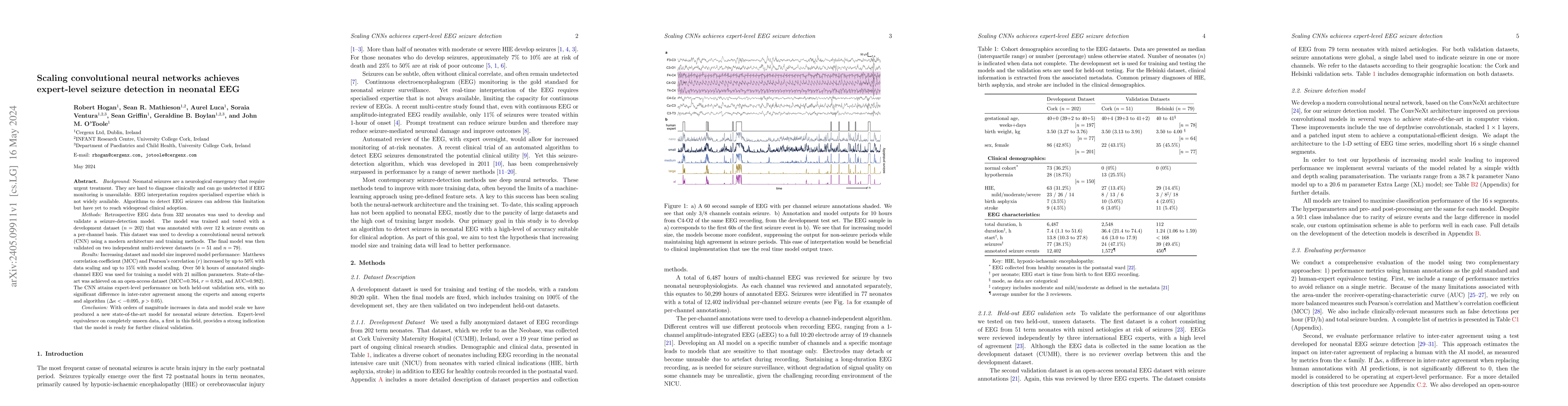 Thumbnail for Scaling convolutional neural networks achieves expert-level seizure
  detection in neonatal EEG