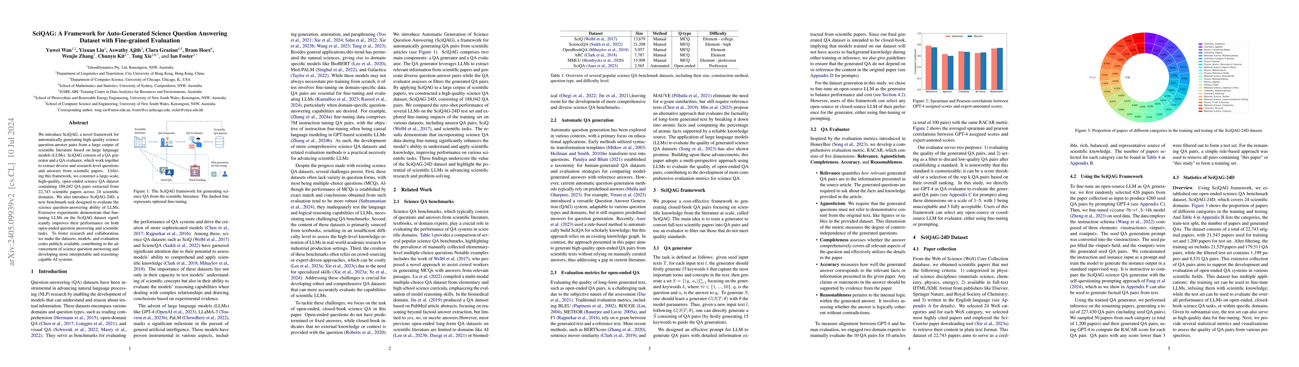 Thumbnail for SciQAG: A Framework for Auto-Generated Science Question Answering
  Dataset with Fine-grained Evaluation