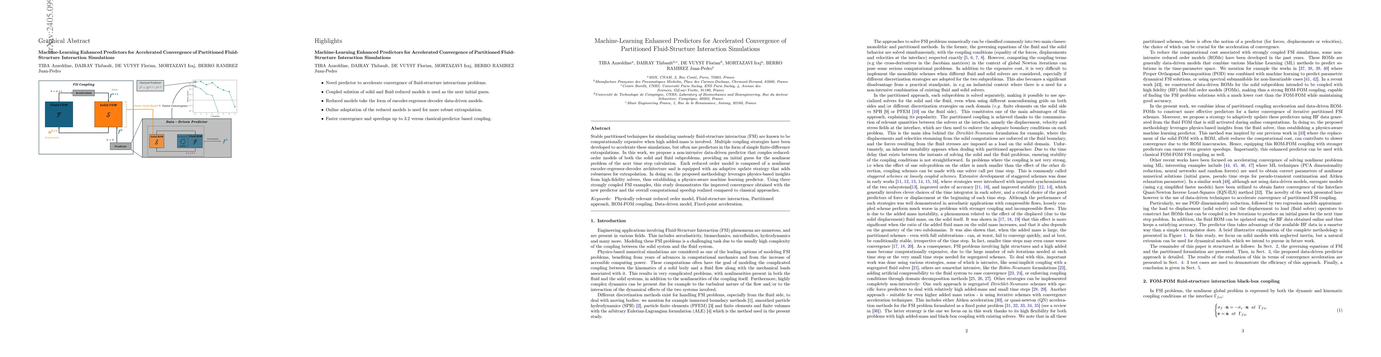 Thumbnail for Machine-Learning Enhanced Predictors for Accelerated Convergence of
  Partitioned Fluid-Structure Interaction Simulations
