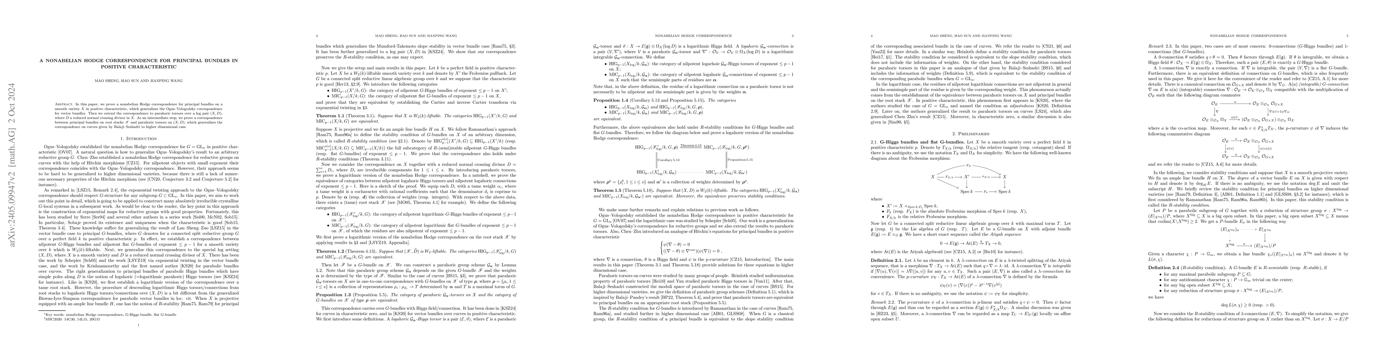 Thumbnail for A Nonabelian Hodge Correspondence for Principal Bundles in Positive
  Characteristic