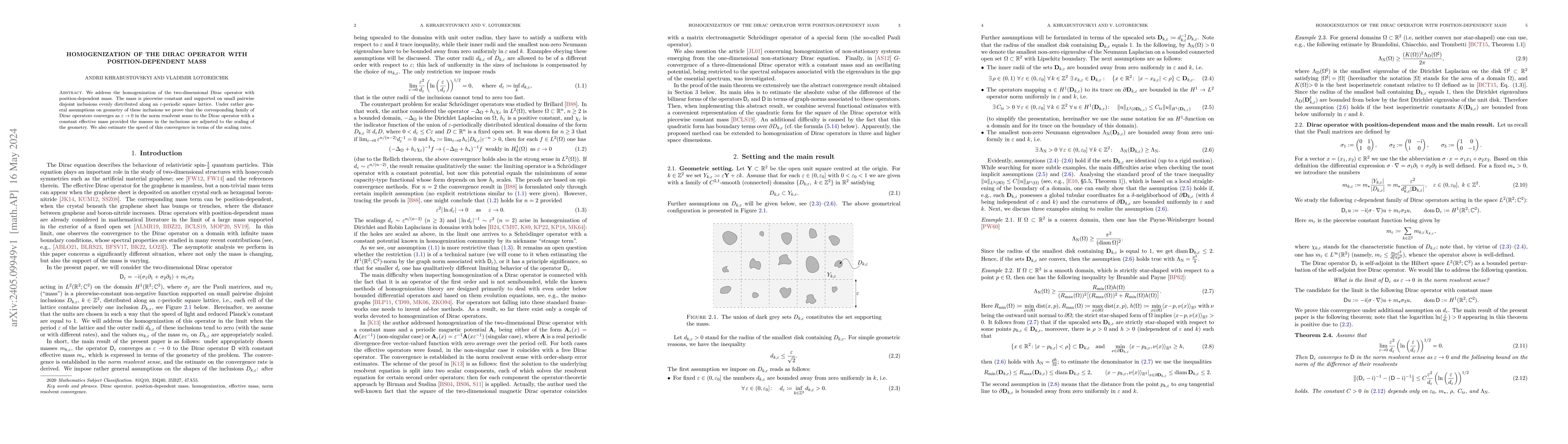 Thumbnail for Homogenization of the Dirac operator with position-dependent mass