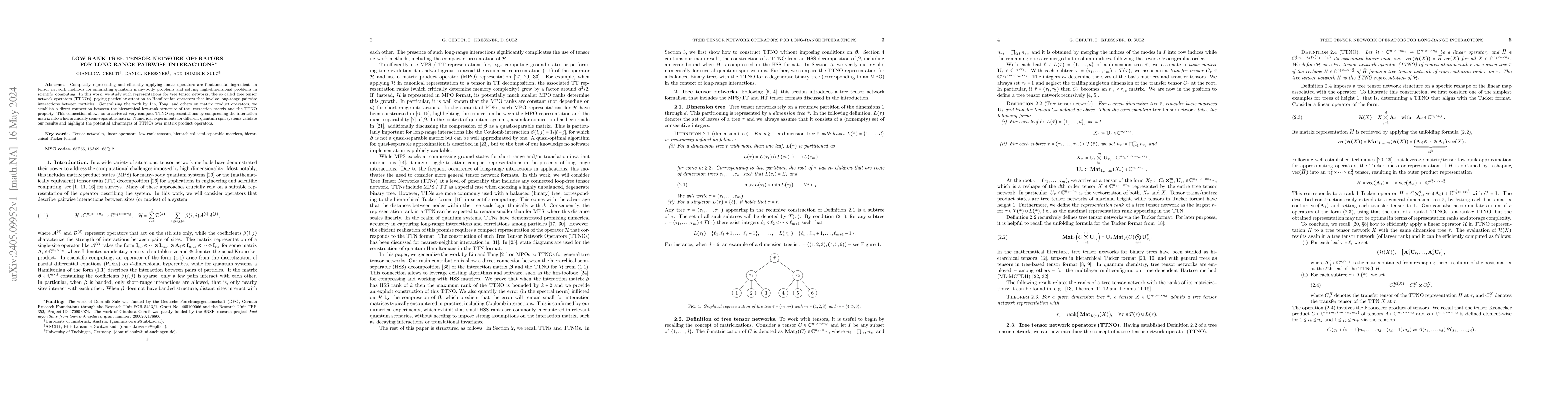 Thumbnail for Low-rank Tree Tensor Network Operators for Long-Range Pairwise
  Interactions
