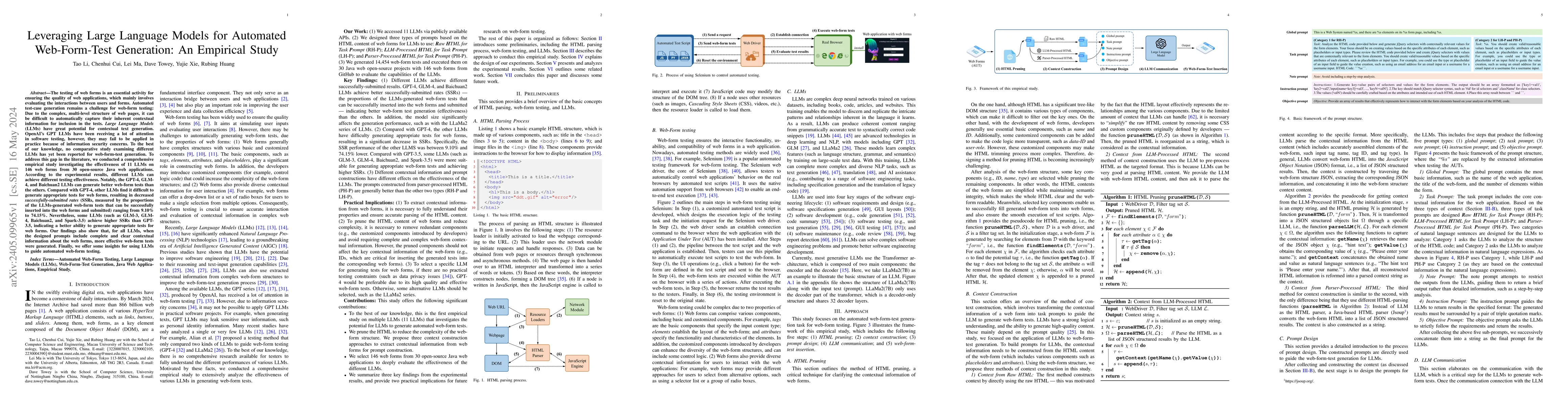 Thumbnail for Leveraging Large Language Models for Automated Web-Form-Test Generation:
  An Empirical Study