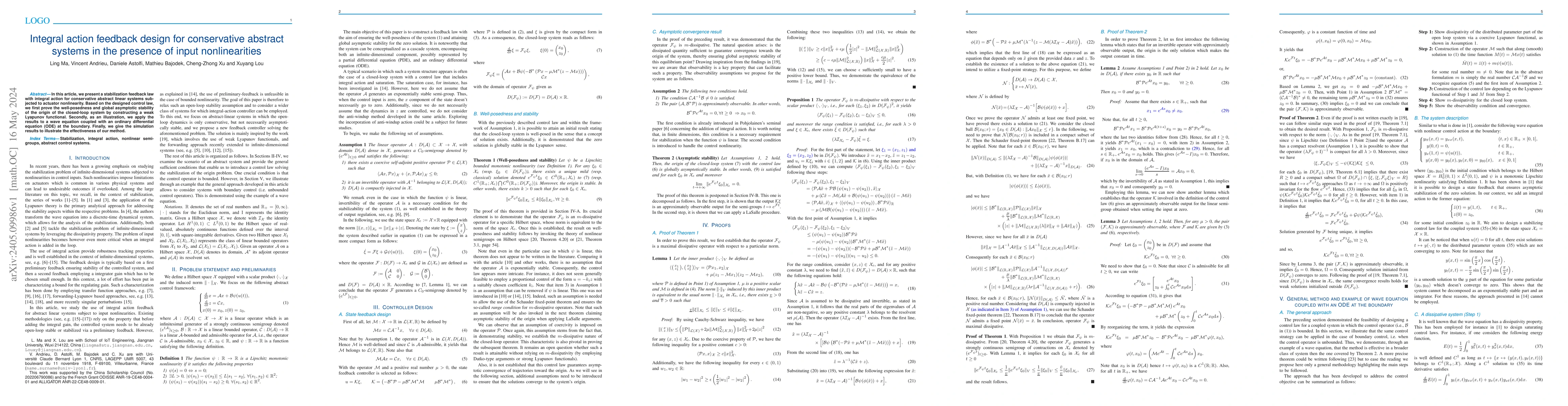 Thumbnail for Integral action feedback design for conservative abstract systems in the
  presence of input nonlinearities